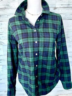 J. Crew Green and Navy Plaid Shirt